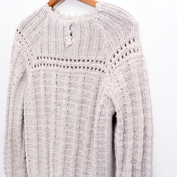 Unbranded Crochet Knit Women's Oatmeal Sweater with Feminine Detail - Picture 7 of 12